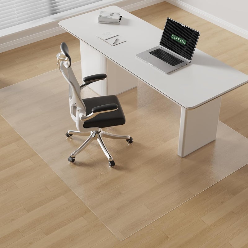 tixpol Chair Mat for Hard Floors, 36" x 48" Office Chair Mat for Hardwood Floor, 0.08" Thicker Non-Slip Hard Floor Protector Desk Mat for Home, Vinyl Floor Mat for Kids & Pets - Not for Carpet (Clear) - Image 1